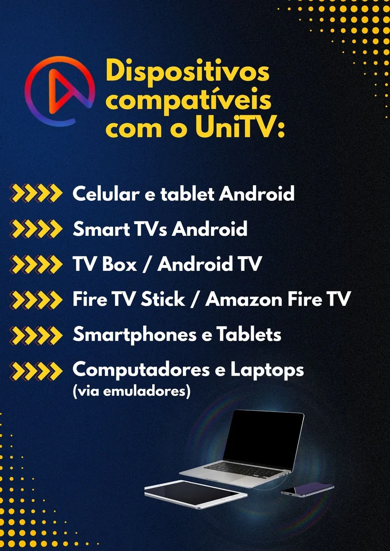 Listagem dos dispositivos compatíveis com o UniTV