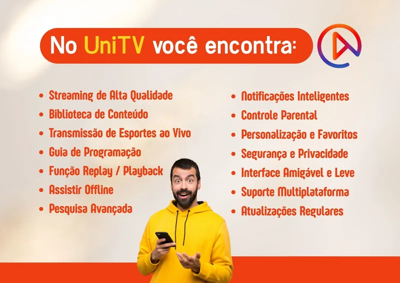 Listagem dos recursos do UniTV