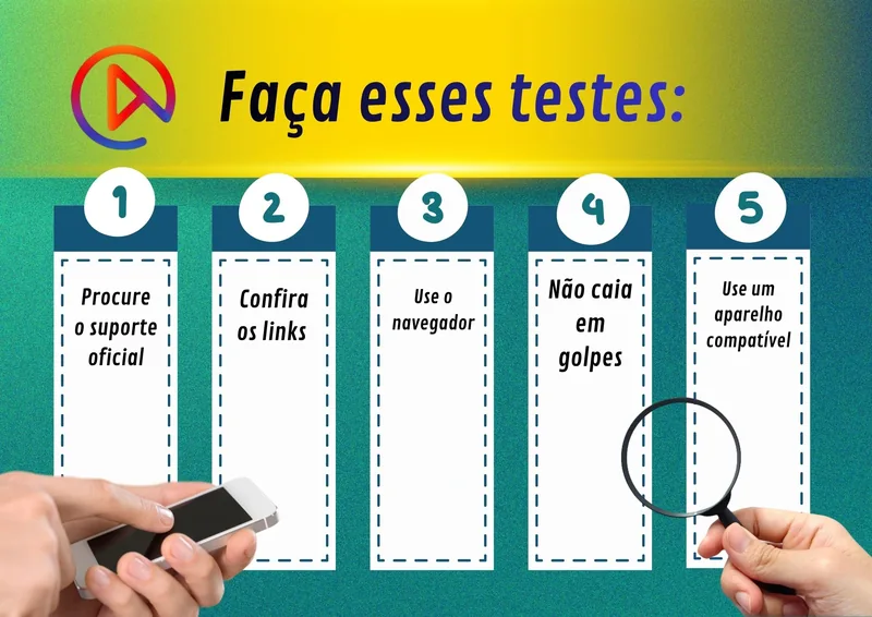 Ícones com testes para serem feitos por usuários de iphone