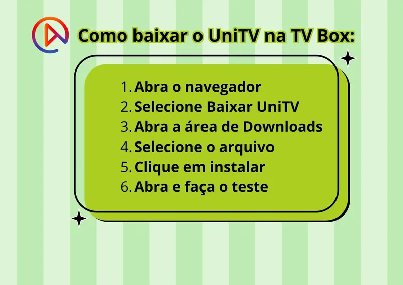 Descrição dos passos para baixar a UniTV na TV Box
